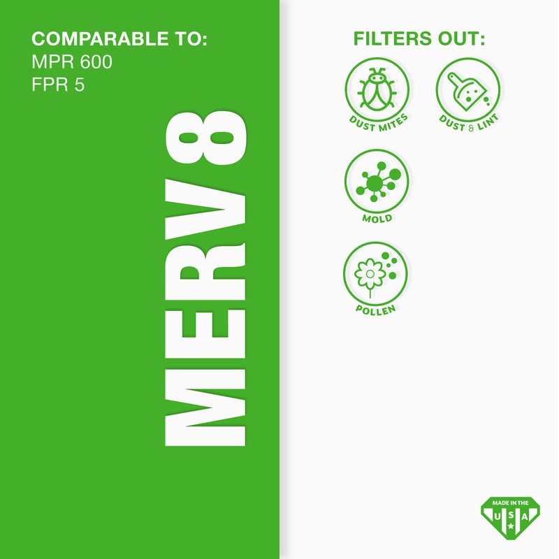 Aerostar 20x20x2 MERV 8 Air Filter, 4 Count, ACTUAL SIZE (19.50 x 19.50 x 1.75), HVAC, Air Conditioning & Furnace Filter Captures Dust, Lint & Pollen (MPR 600 / FPR 5), Made in USA - Image 3